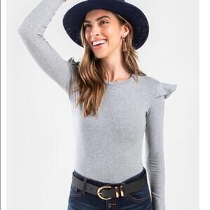 Lily White GRETA RUFFLE SHOULDER BODYSUIT